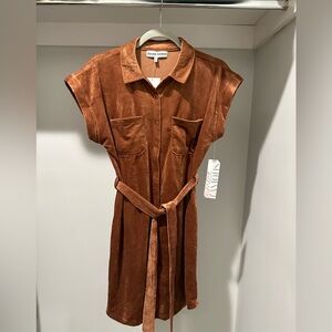 NWT Forever 21 Brown Knit Corduroy Shirt Dress Size Large